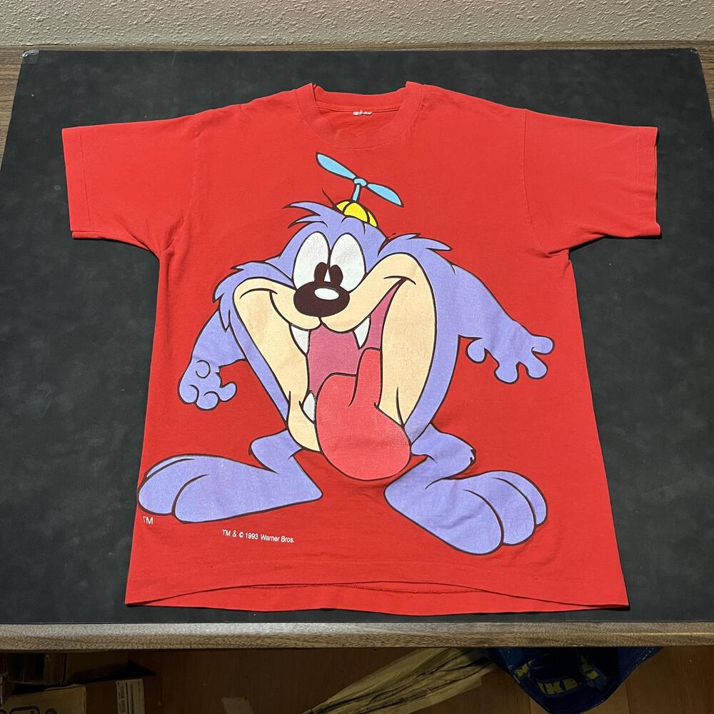Vintage Tiny Toons Dizzy Devil Shirt Mens Large All Over Print Warner Bros 1990s